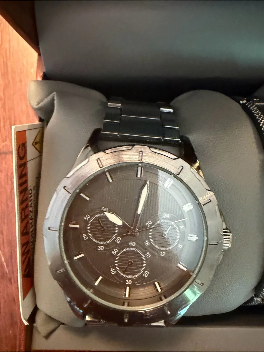 Folio Black Stainless Steel Chronograph Watch with Bracelet